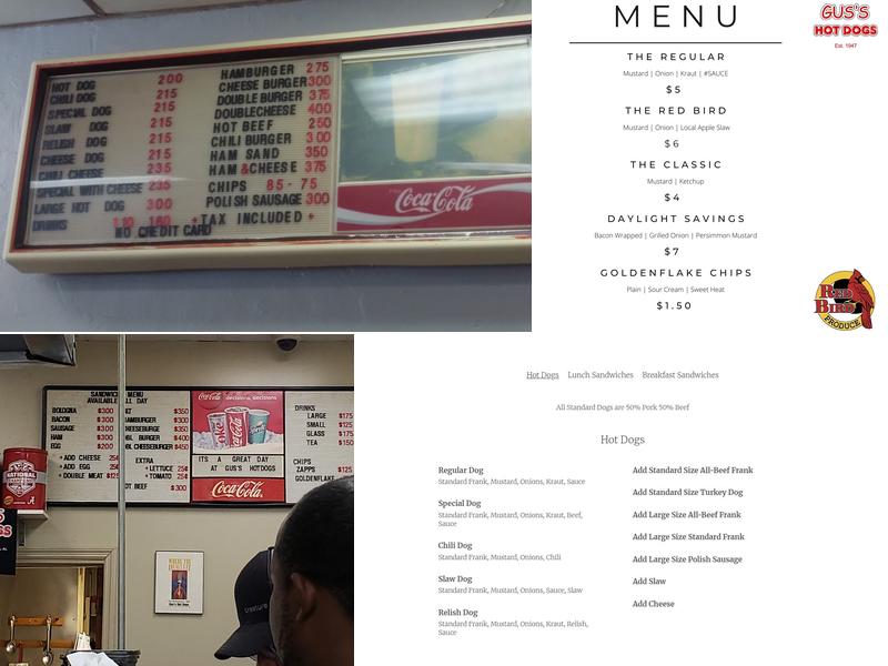 Gus's Hot Dogs Menu