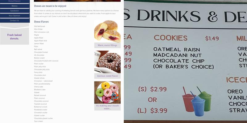 King Donuts Menu