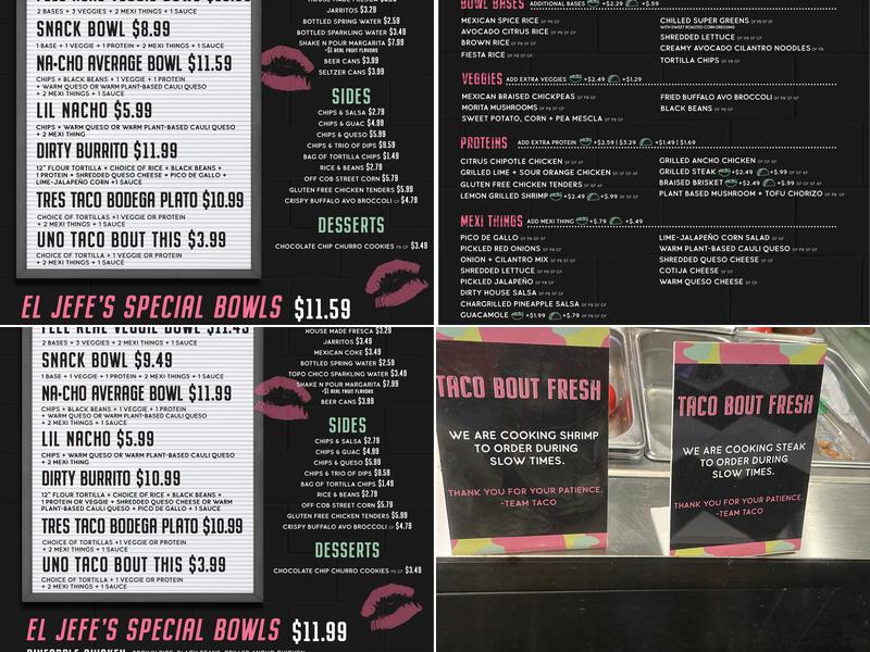 Taco Dirty Menu
