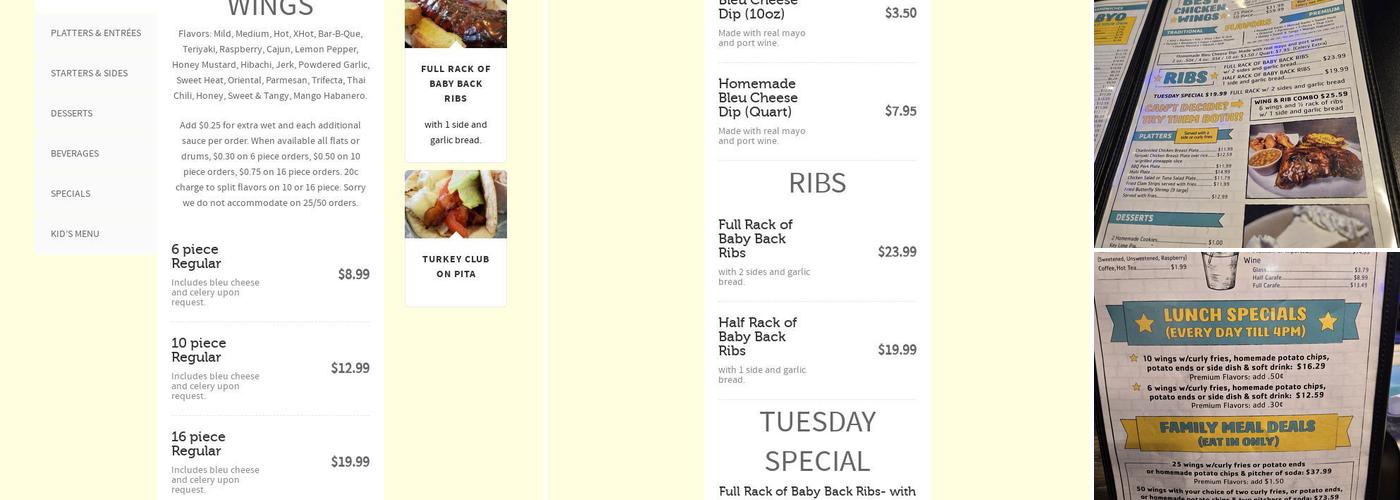 Wings N' Things Menu