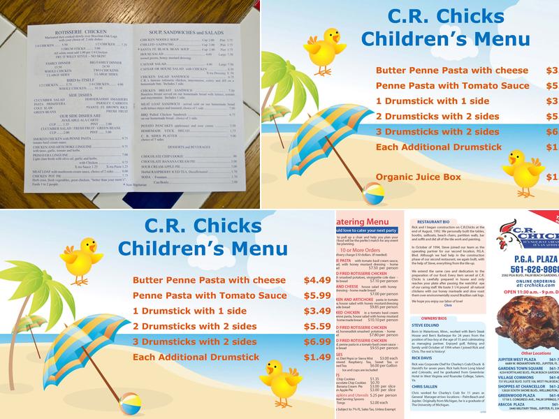 C.R. Chicks (PGA Blvd.) Menu