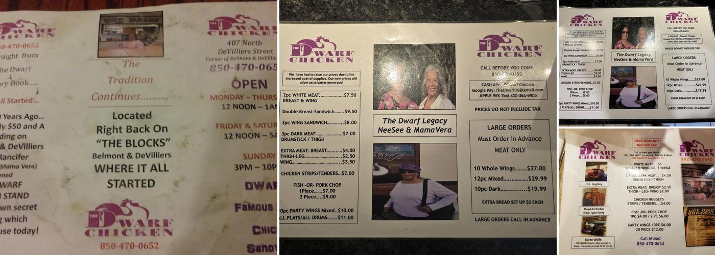 The Dwarf Chicken Stand Menu