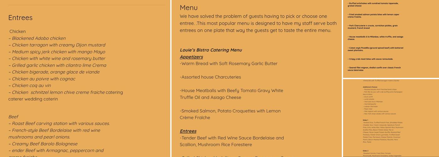 Louie's Bistro Catering Menu
