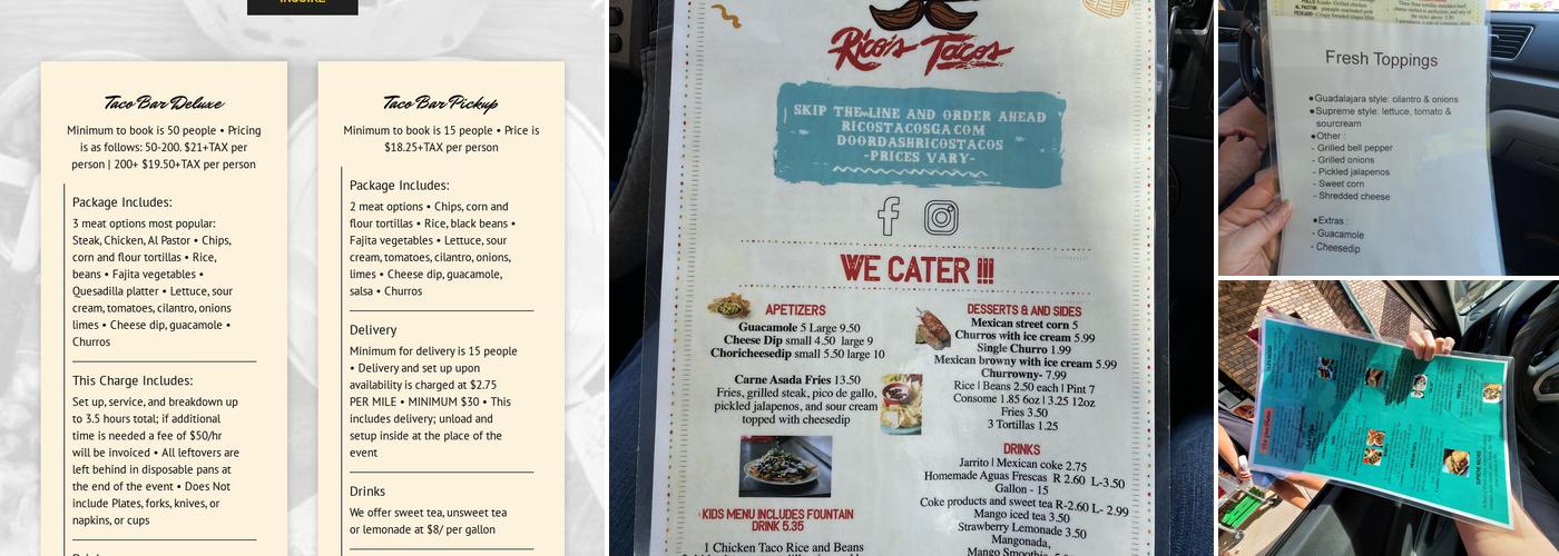 Rico's Tacos - Valdosta Menu