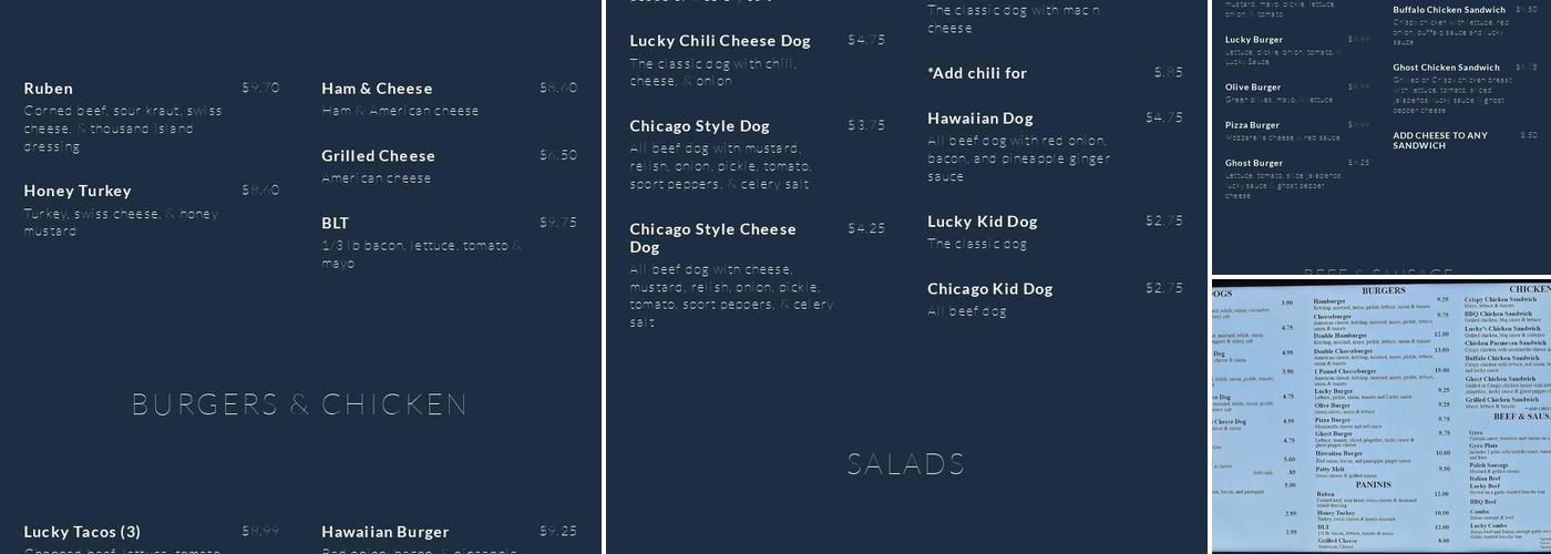 The Lucky Hot Dog Menu