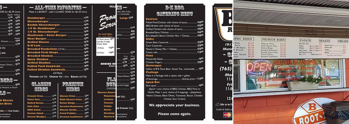 BK Root Beer and BBQ Menu