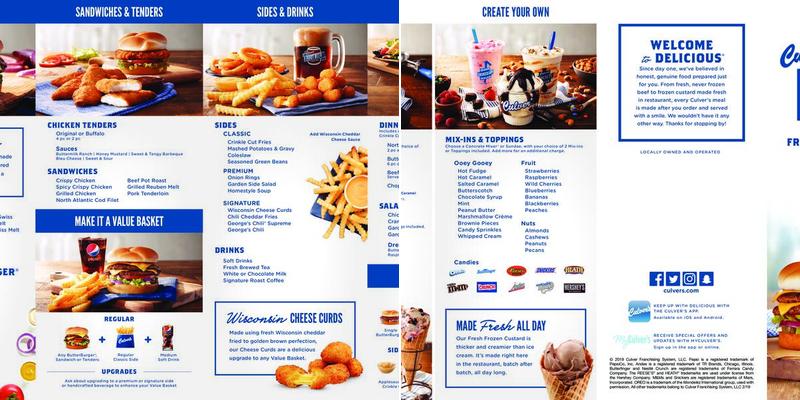 Culver’s Menu