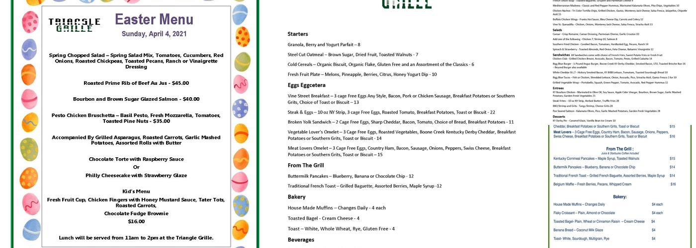 The Triangle Grille Menu