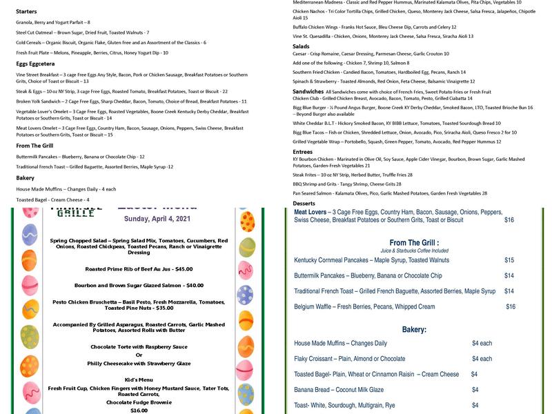 The Triangle Grille Menu