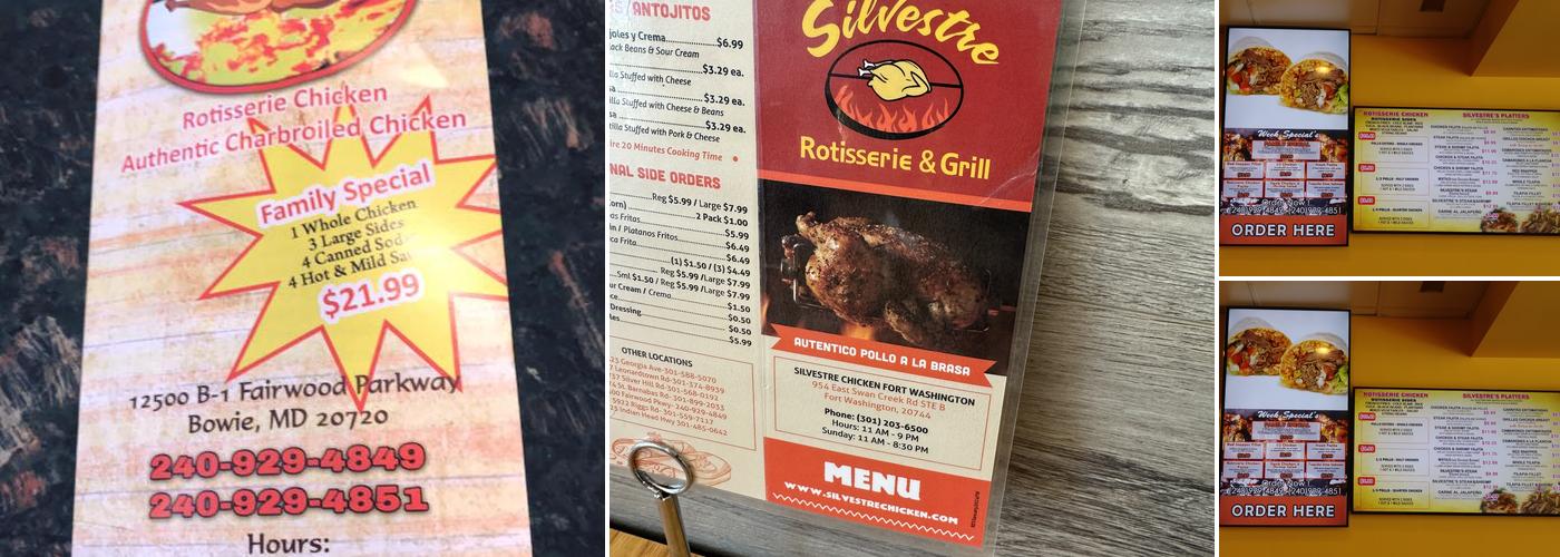 Silvestre Chicken Menu
