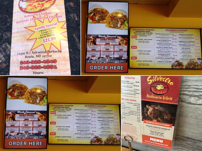 Silvestre Chicken Menu