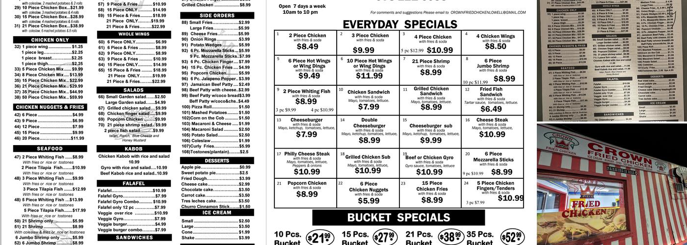 Crown Fried Chicken Lowell Menu