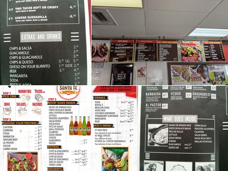 Santa Fe Burrito Grill Menu