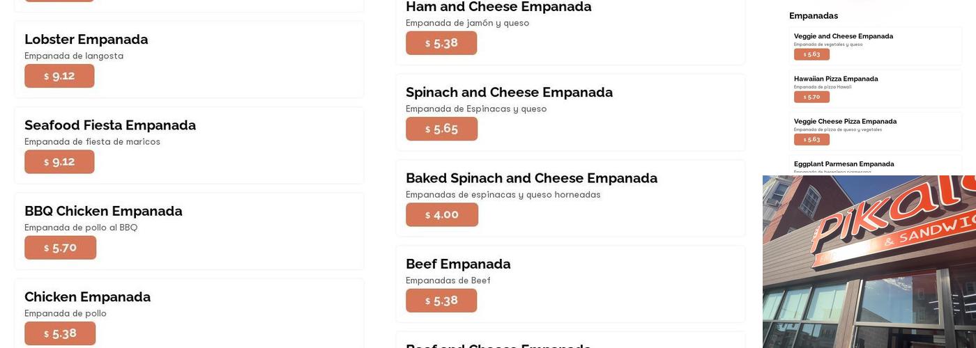 Pikalo Empanadas Menu