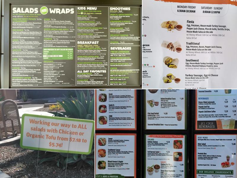 Salad and Go Menu