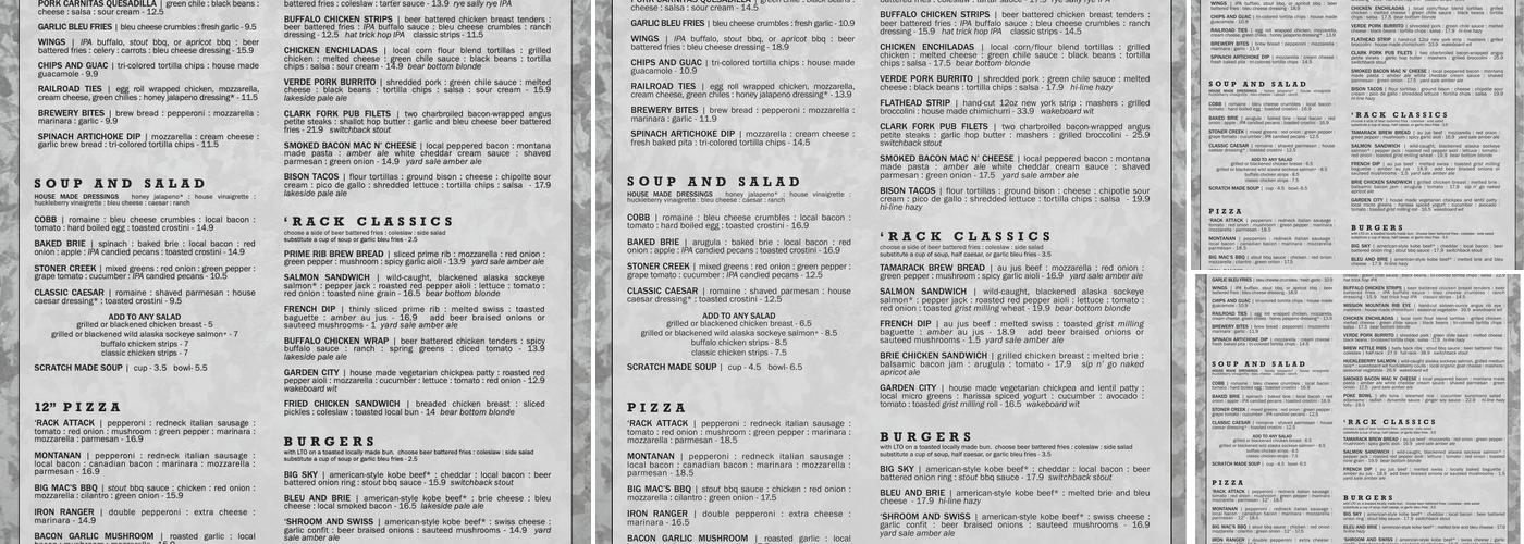 Tamarack Brewing Co Menu