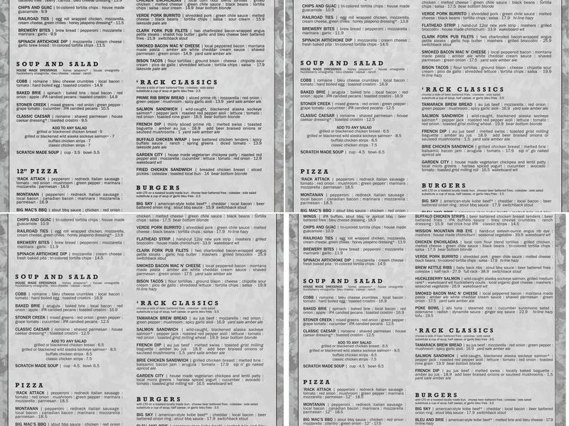 Tamarack Brewing Co Menu