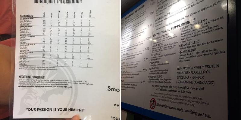 Big Apple Smoothie Menu