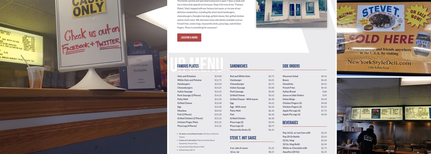 Steve T. Hots & Potatoes Menu