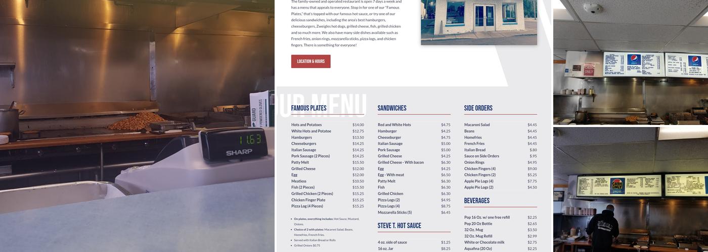Steve T. Hots & Potatoes Menu