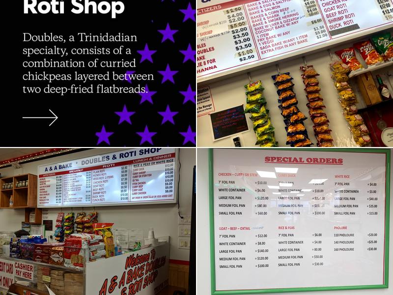 A&A Bake Doubles and Roti Menu