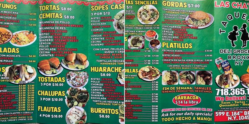 Las Chatas Menu