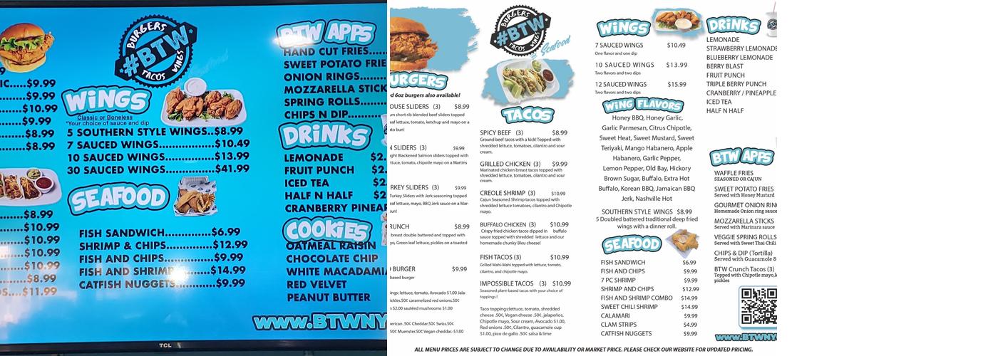 Burgers Tacos Wings & Seafood Menu