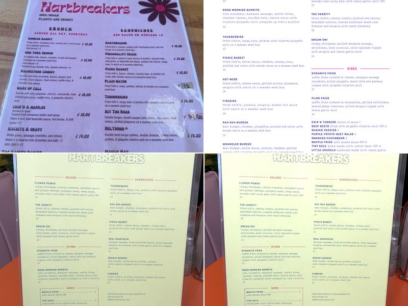 Hartbreakers Menu