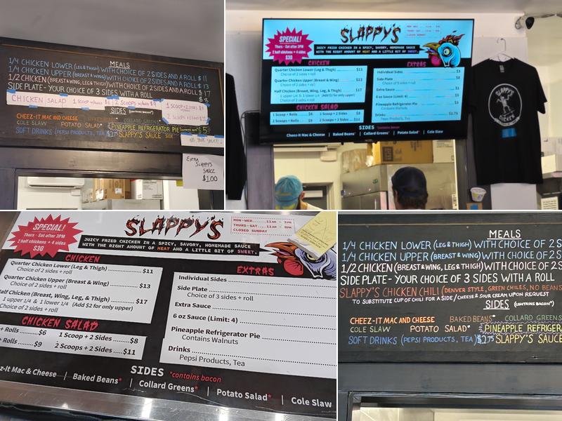 Slappy's Chicken Menu