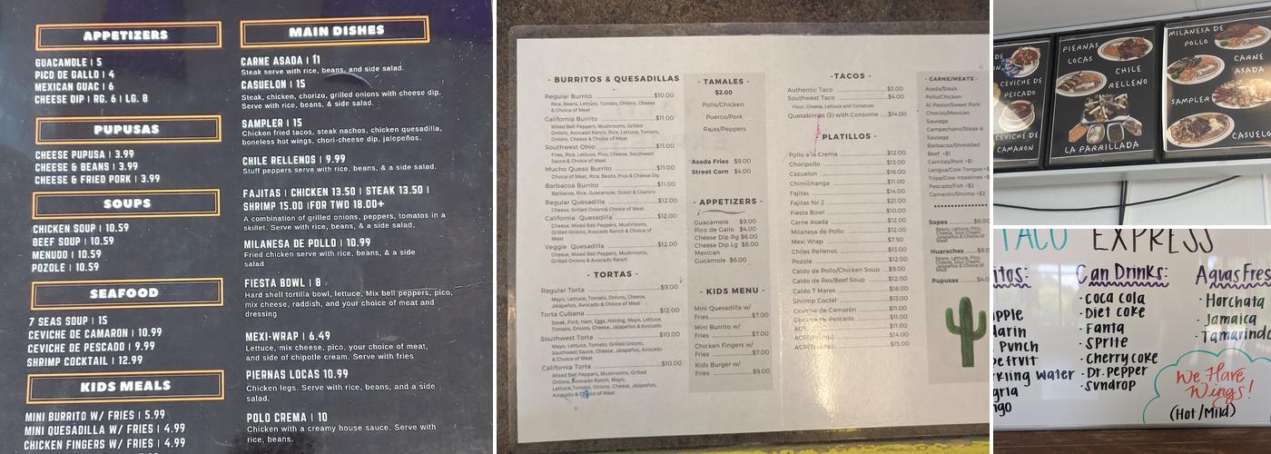 Taco Express Menu
