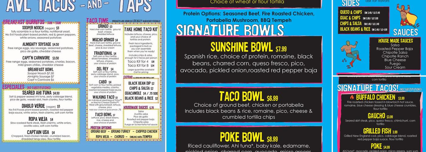 AVL Taco Truck Menu