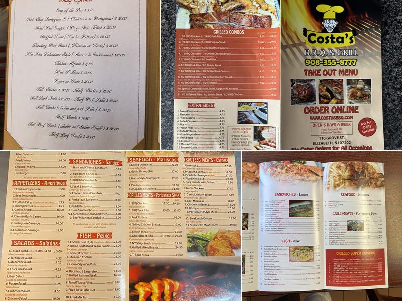 Costa's B.B.Q & Grill Restaurant Menu
