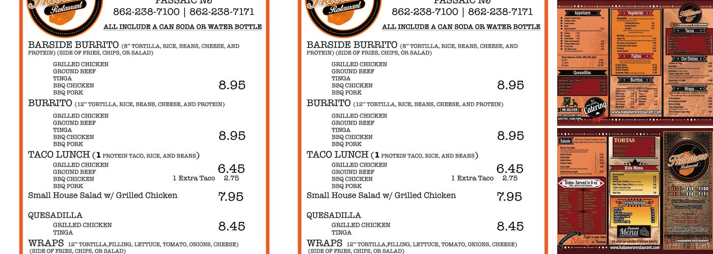 Habanero Menu