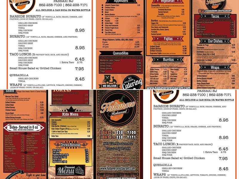 Habanero Menu