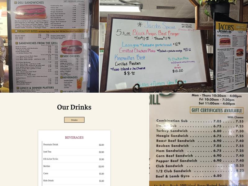 Jacob's Deli & Grill Menu