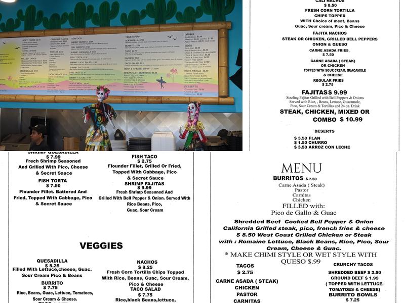 West Coast Taco Shop Menu