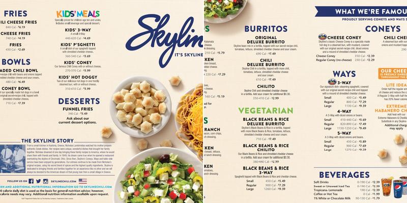 Skyline Chili Menu