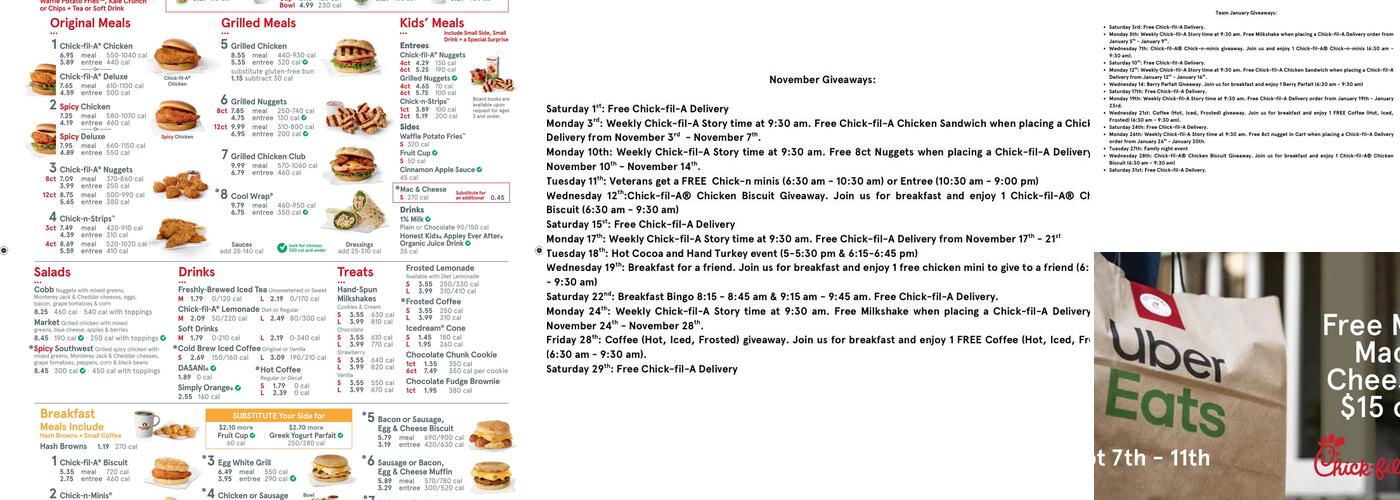 Chick-fil-A Menu