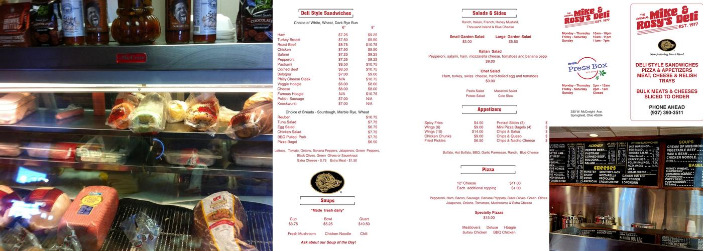 Mike And Rosy's Deli Menu
