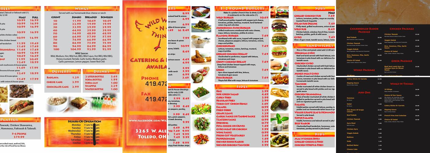 Wild Wings N Things Menu