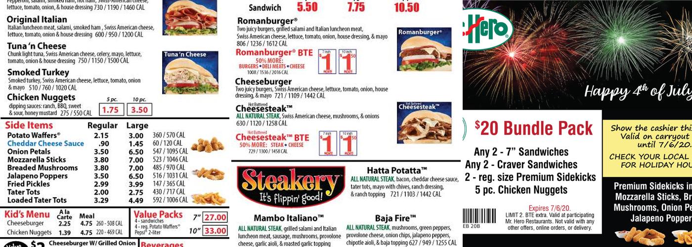 Mr. Hero Menu