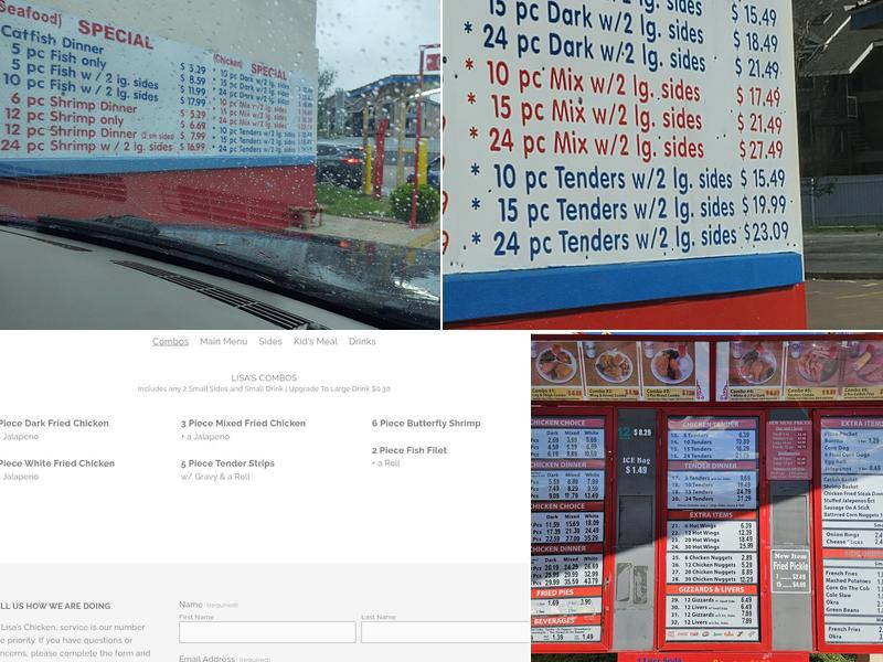 Lisa's Chicken Menu