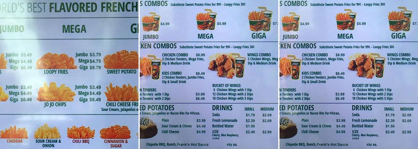 Potato Corner Menu