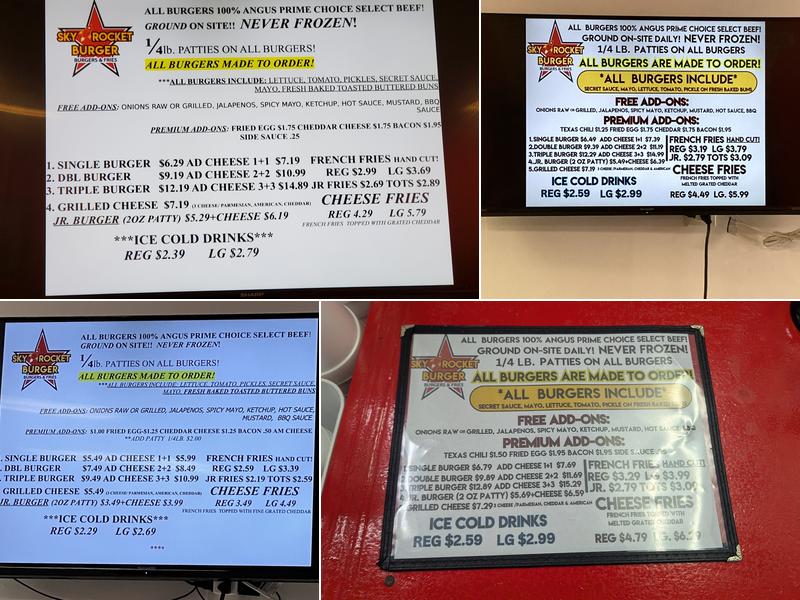Sky Rocket Burger Menu