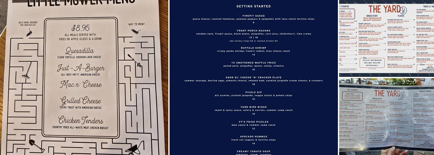 The Yard McKinney TX Menu