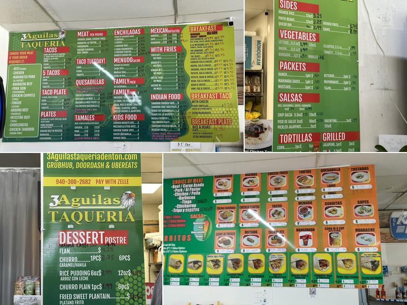 3 Aguilas Taqueria Menu