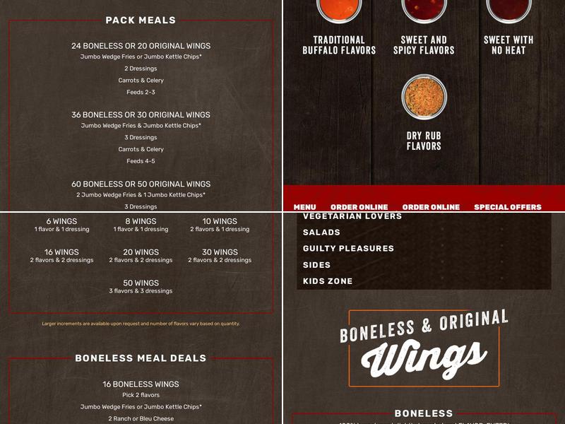 Wing Zone Menu