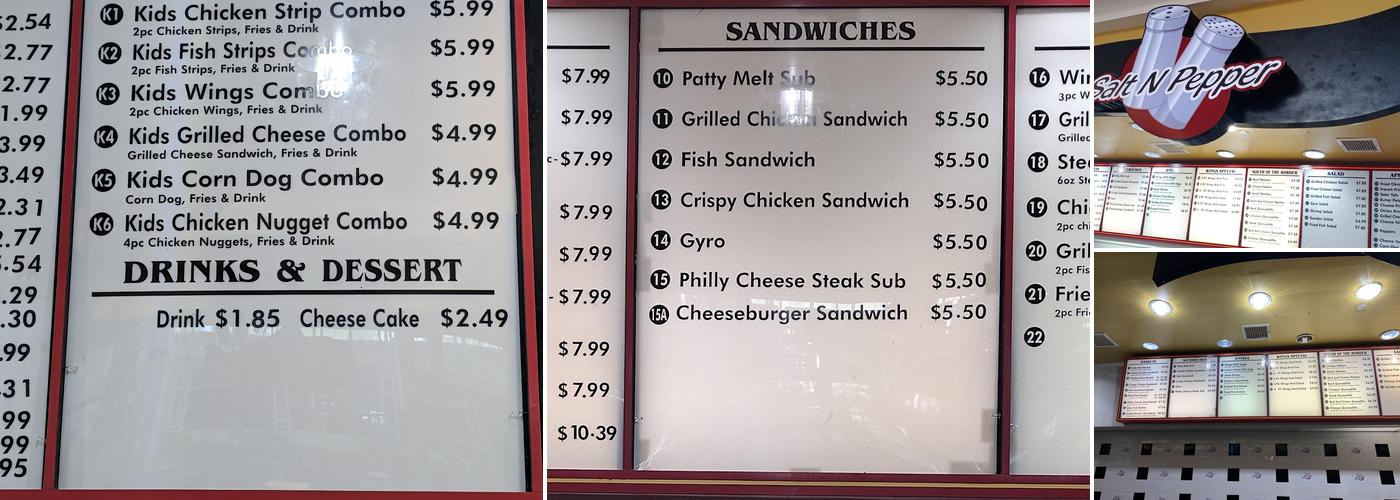 Salt N Pepper Menu