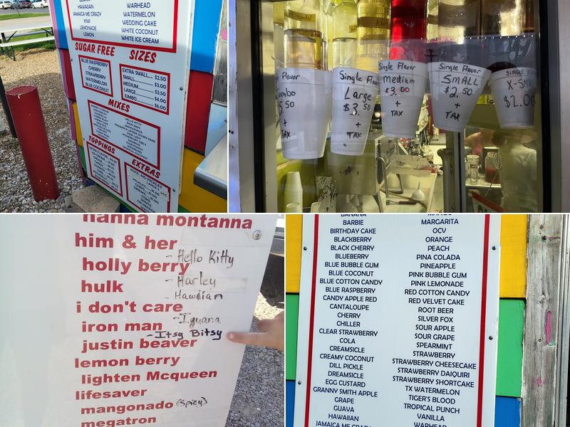 Snow King Snow Cones Menu