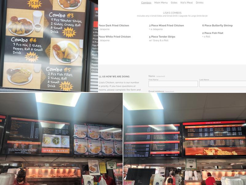 Lisa's Chicken Menu